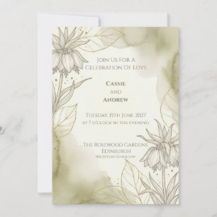 Sage Green Botanical Wedding Invitation