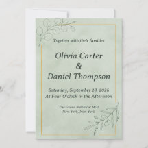 Sage Green Botanical Wedding Invitation