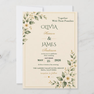 Sage Green Botanical Wedding Invitation