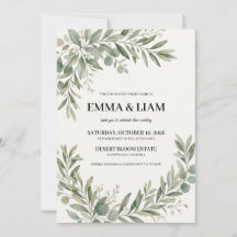 Sage Green Botanical Wedding Invitation | Elegant