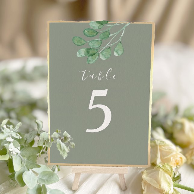 Sage Green Botanical Wedding Table Number (Creator Uploaded)