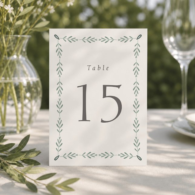 Sage Green Botanical Wedding Table Numbers 1–19 (Creator Uploaded)
