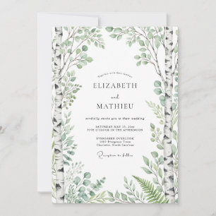 Sage Green Botanical Woodland Wedding Invitation