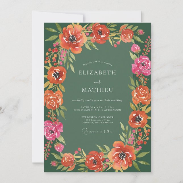 Sage Green Bountiful Rustic Wedding Invitation (Front)