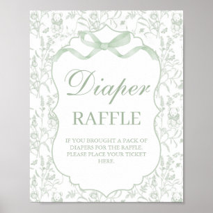 Sage Green Bow Baby Shower Boy Diaper sign
