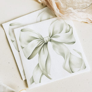 Sage Green Bow Baby Shower  Napkin