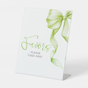 Sage Green Bow Bridal Shower Favors Pedestal Sign