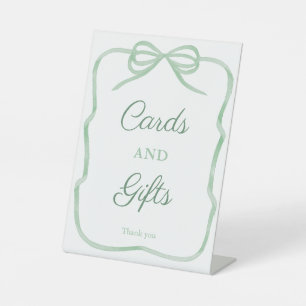 Sage Green Bow Cards And Gifts Bridal Shower 8x10 Pedestal Sign