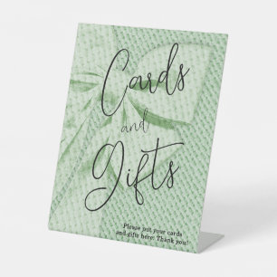 Sage Green Bow Cards and Gifts Elegant Script Pedestal Sign