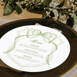 Sage Green Bow Crest Round Menu