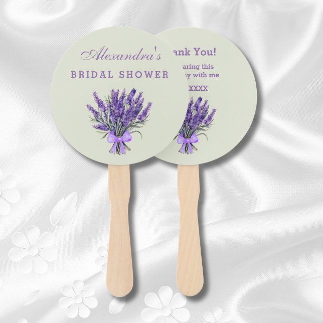 Sage Green Bow Floral Lavender Bridal Shower  Hand Fan (Creator Uploaded)