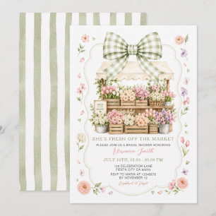 Sage Green Bow Flower Market Bridal Shower Invitation