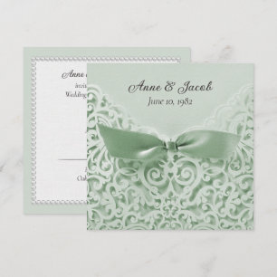 Sage Green Bow On Lace Wedding Vow Renewal Invitation