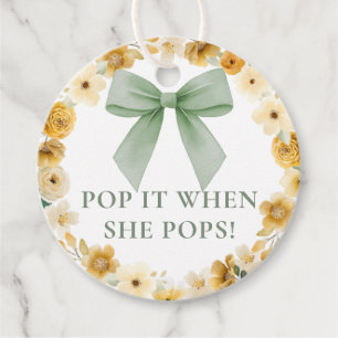 Sage Green Bow Pop It Favor Tag