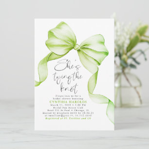 Sage Green Bow She's Tying the Knot Bridal Shower Invitation