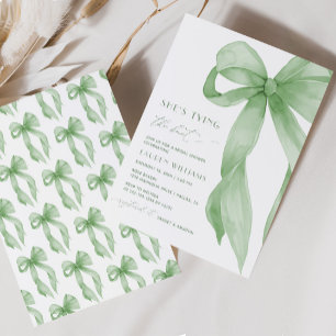 Sage Green Bow She's Tying the Knot Bridal Shower Invitation