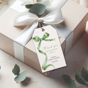 Sage Green Bow Shower Favour Gift Tag