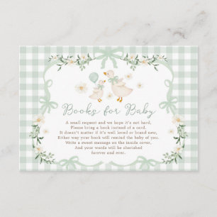 Sage Green Bow Silly Goose Books for Baby Enclosure Card