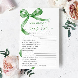 Sage Green Bow Who Knows The Bride Best Game