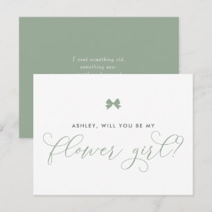 Sage Green Bow Will You Be My Flower Girl Card