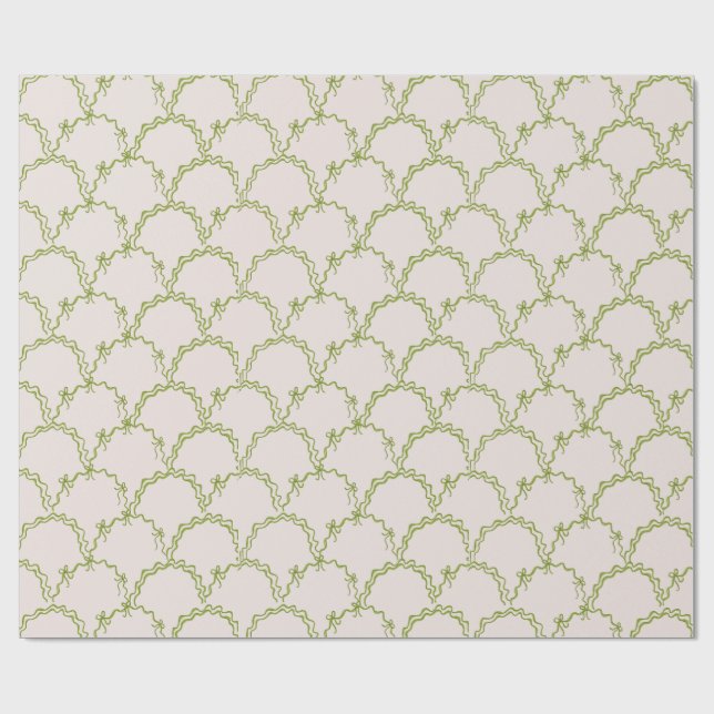 Sage Green Bow Wrapping Paper  (Flat)