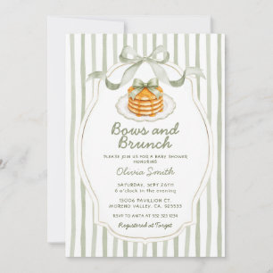 Sage Green Bows and Brunch Baby Shower Invitation