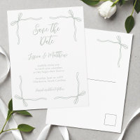 Sage Green Bows and Vows Wedding Save the Date