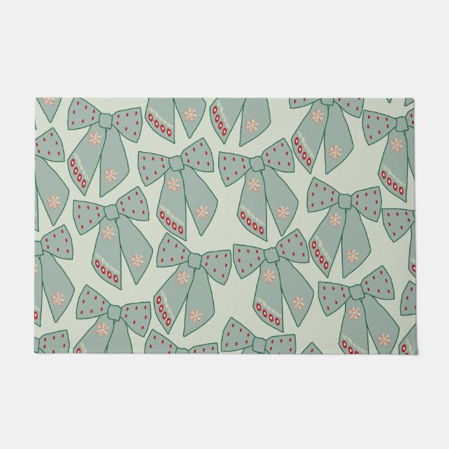 Sage Green Bows Doormat (Front)