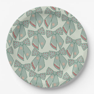 Sage Green Bows Paper Plate