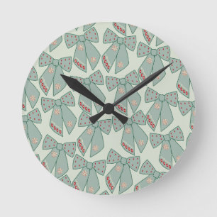Sage Green Bows Round Clock