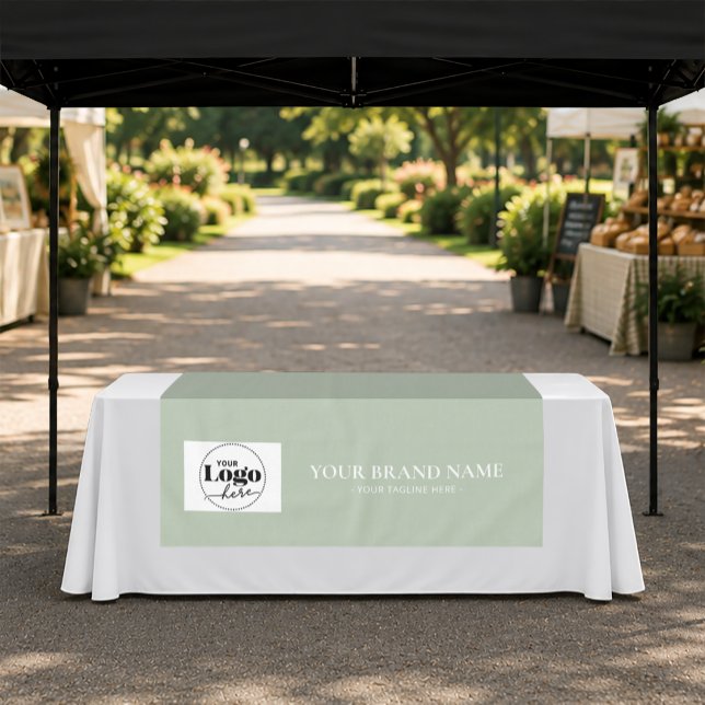 Sage Green Branded Logo Tablecloth Runner (Creator Uploaded)