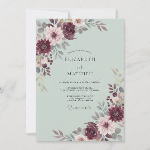 Sage Green Breathtaking Autumnal Wedding Invitation