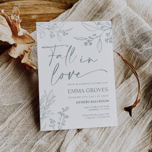 Sage Green  Bridal Shower Fall in Love Invitation