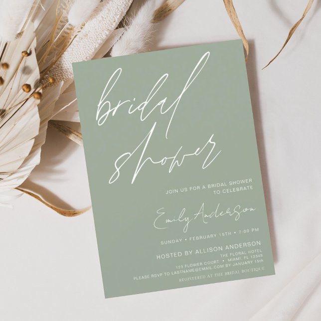 Sage Green Bridal Shower Handwritten Invitation Flyer (Creator Uploaded)