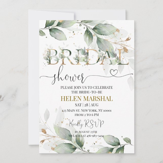 Sage Green Bridal Shower Invitation  (Front)