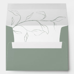 Sage Green Bridal Shower or Wedding Invitation Env Envelope