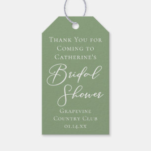 Sage Green Bridal Shower Personalized White Script Gift Tags