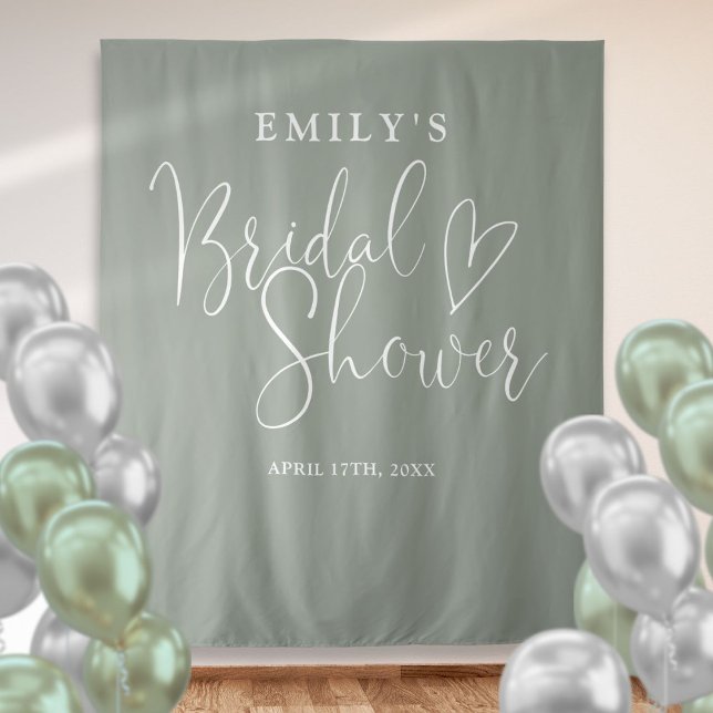 Sage Green Bridal Shower Photo Backdrop Tapestry (Sage Green Bridal Shower Photo Backdrop)