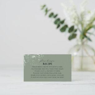 Sage Green Bridal Shower Recipe Enclosure card