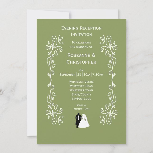 Sage Green Bride And Groom Wedding Reception Invitation (Front)