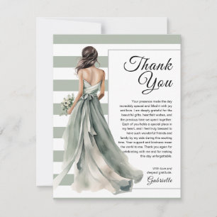Sage Green Bride Stripes Polka Dot Bridal Shower Thank You Card