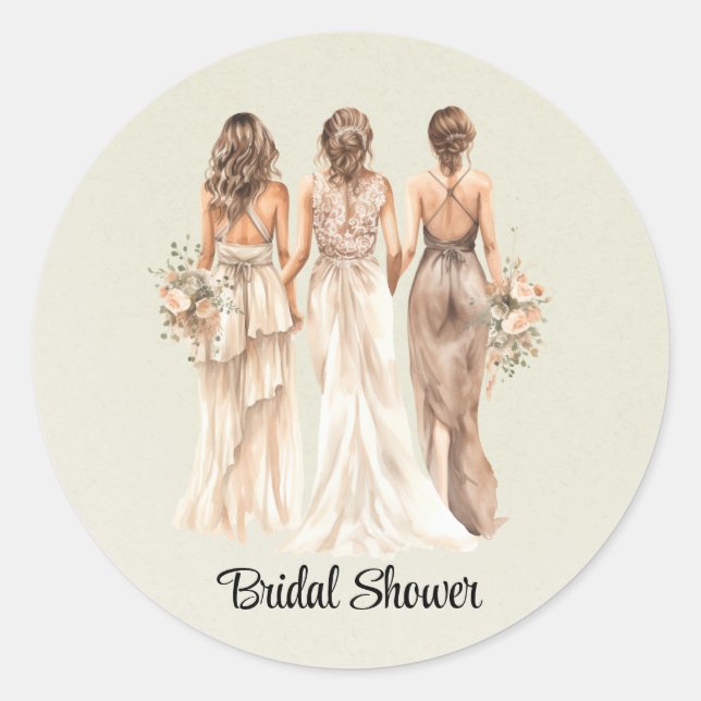 Sage Green Bridesmaids Bridal Shower Classic Round Sticker (Front)