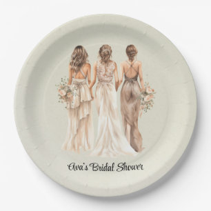 Sage Green Bridesmaids Bridal Shower Paper Plate