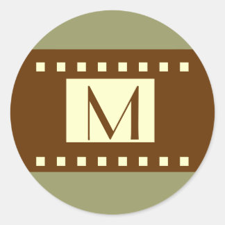 Sage Green Brown Cream Monogram Wedding Label