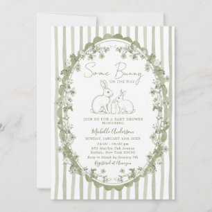 Sage Green Bunny Baby Shower Invitation