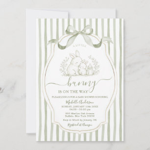 Sage Green Bunny Easter Spring Baby Shower Invitation