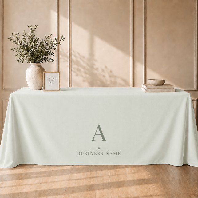 Sage Green Business Branded Table Banner Tablecloth (Creator Uploaded)