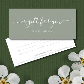 Sage Green Business Gift Certificate Elegant
