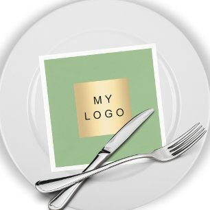 Sage green business logo napkin
