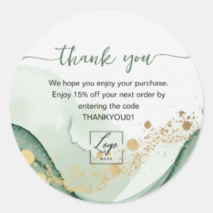 Sage green Business Thank You Order Insert Classic Round Sticker